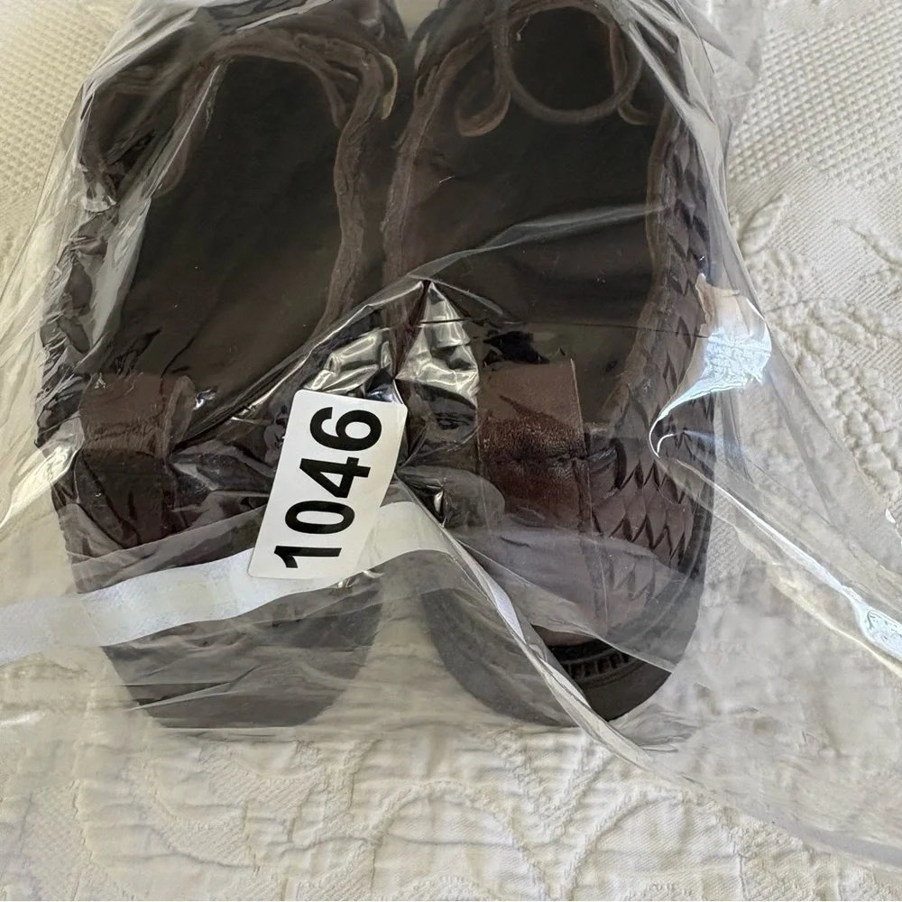 Vintage Foundry Clotilde chunky loafer Women’s 9 brown leather woven platform - Picture 16 of 16